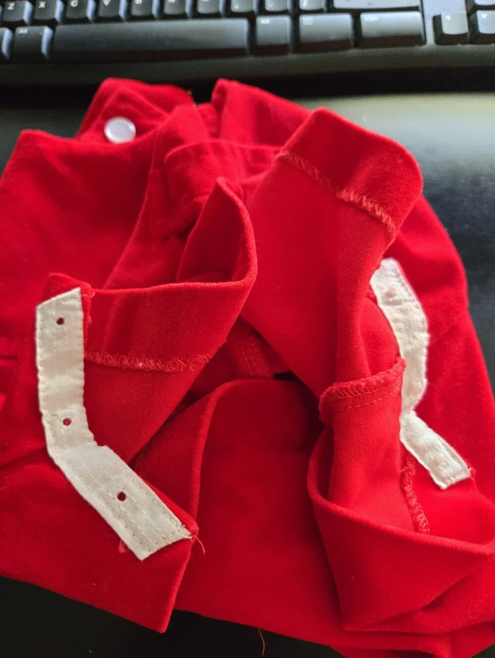Vintage Baby 2Pc Set Red Velvet Romper Scotty Dog Embroidered Shirt 12-18M